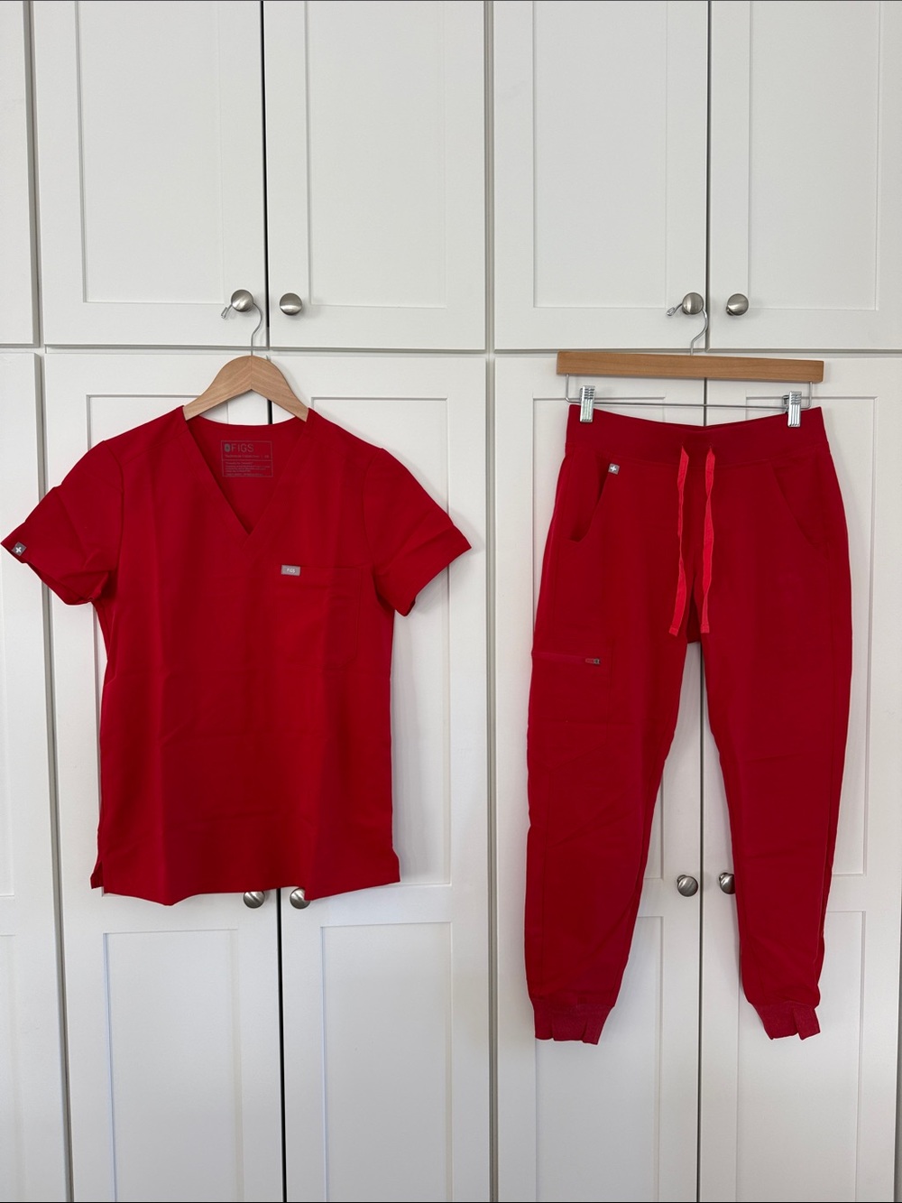 Figs Women's Red Scrub Top & Jogger Set
